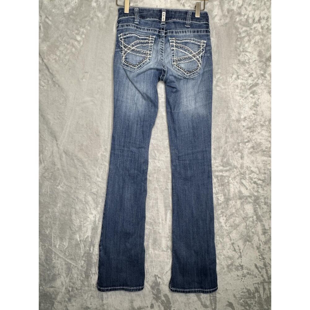 Ariat REAL Denim Jeans Womens 25L Bootcut Low Rise Stretch Embroidered Pockets - Picture 2 of 14